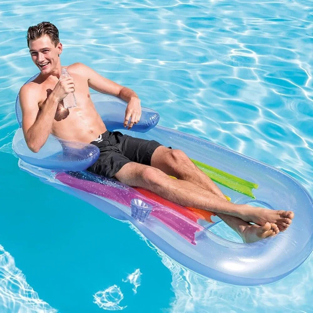 Intex King Kool Lounge Inflatable Pool Float Adult Lounger Rainbow Raft